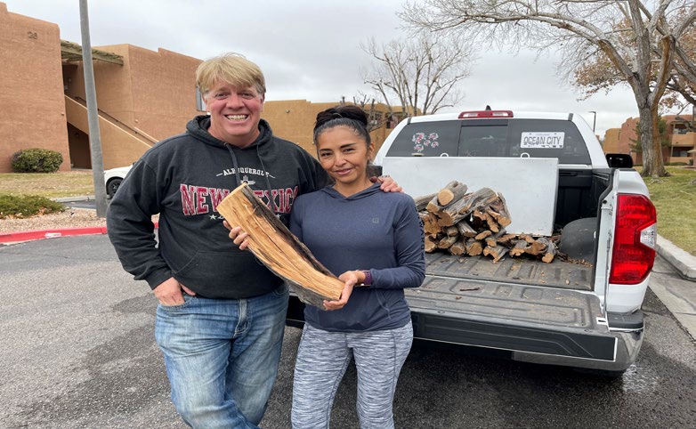 Firewood delivery by pickup truck